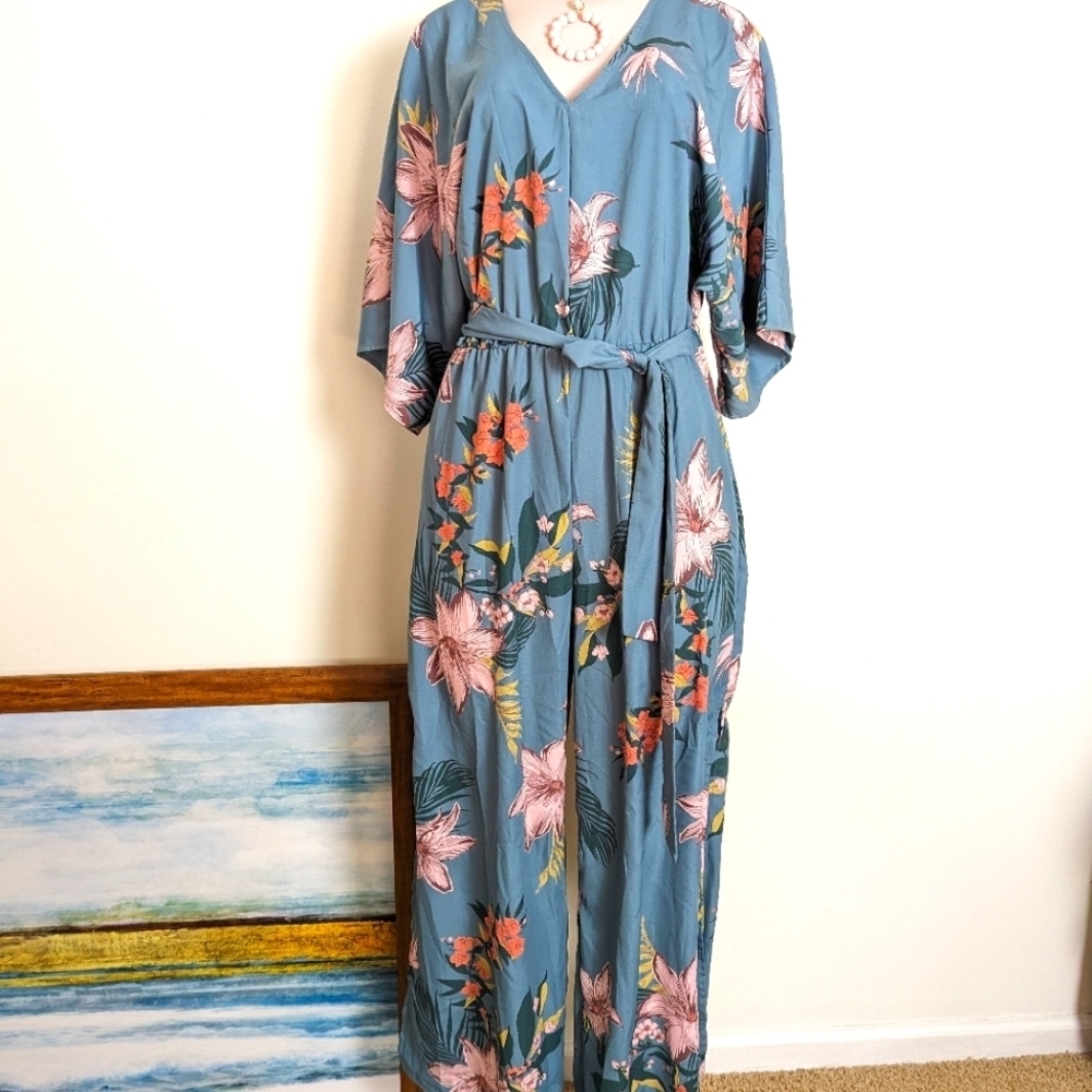Floral Kimono Style Jumpsuit